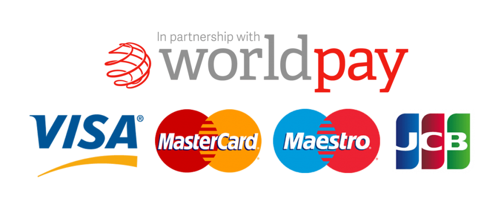 Payment Processing by WorldPay - Visa, MasterCard, Maestro and JCB accepted